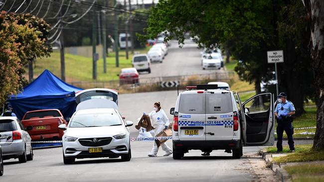 Police and forensic teams at the crime scene of a fatal stabbing overnight in Blacktown. Picture: NCA NewsWire / Jeremy Piper