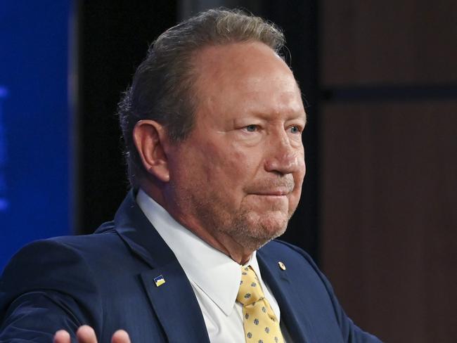 CANBERRA, AUSTRALIA, NewsWire Photos. FEBRUARY 26, 2024: Dr Andrew Forrest AO, Global Business and Philanthropic Leader, addresses the National Press Club of Australia in Canberra on "Power Shift: Why stepping beyond fossil fuels will secure our future (and not doing it will destroy it)". Picture: NCA NewsWire / Martin Ollman