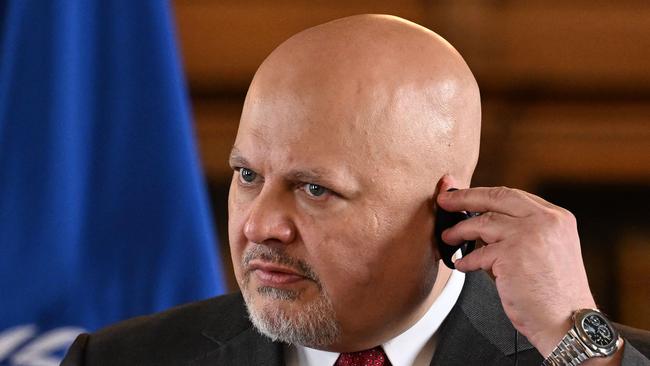 he International Criminal Court's prosecutor Karim Khan said on May 20, 2024, that he had applied for arrest warrants for alleged war crimes of top Israeli and Hamas leaders Ismail Haniyeh, Mohammed Deif, Yahya Sinwar, over their conflict, on May 21, 2024. (Photo by Luis ACOSTA / AFP)