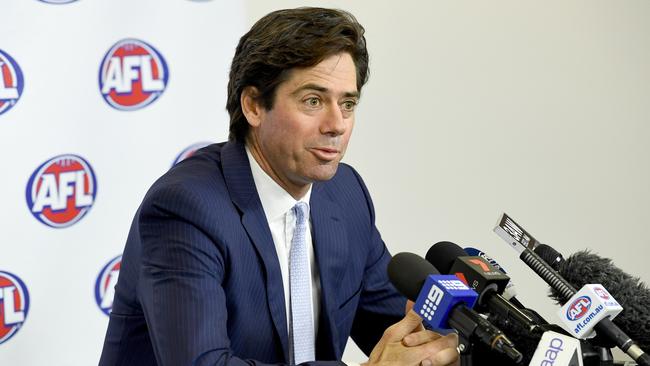 AFL Chief Executive Gillon McLachlan has been defended over the timing of him taking leave. (AAP Image/Joe Castro)