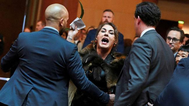 Following a Welcome to Country ceremony for King Charles at Parliament House, independent Senator Lidia Thorpe treated the visiting monarch to her own personal Get Out of Country tirade. Picture: Reuters