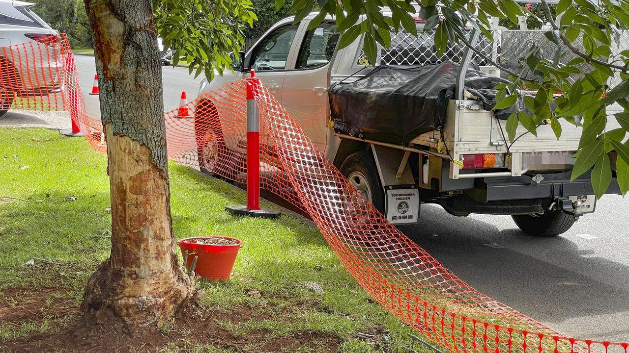 Scene of car crash in Mackenzie St in East Toowoomba. Saturday, March 25, 2023. Picture: Nev Madsen.