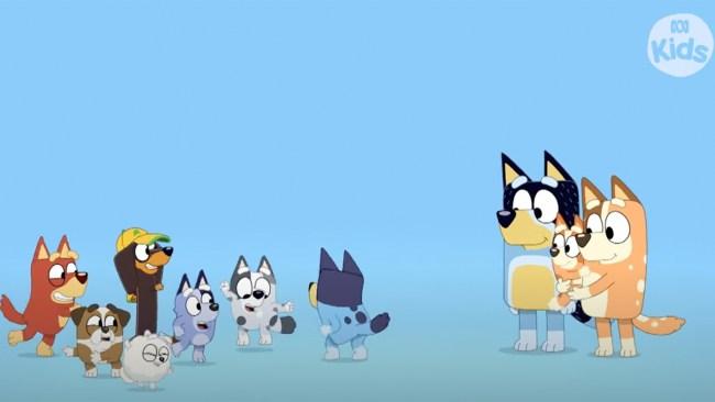 Heaps of other characters join the extended Bluey theme song. Photo: ABC