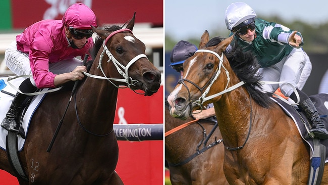 Brilliant mares Fangirl (left) and Via Sistina are on a collision course for next month's Group 1 Winx Stakes.