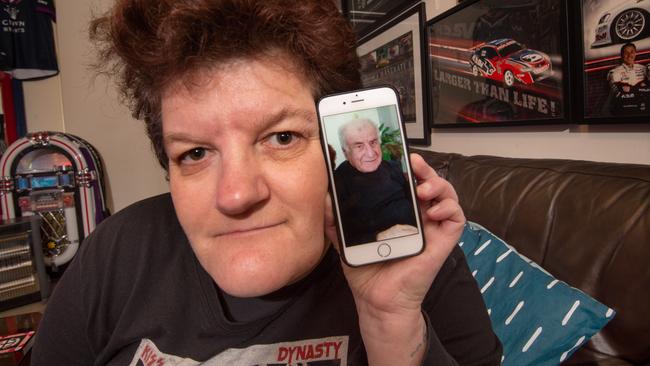 Effie Fotiadis with a picture of her dad Dimitrios Fotiadis who was a St Basils victim. Picture: Tony Gough