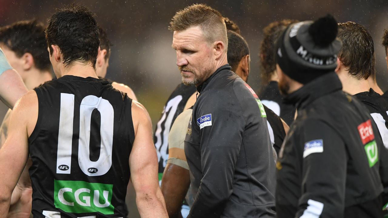 Collingwood coach Nathan Buckley is yet again dealing with an injury plague. (AAP Image/Julian Smith)