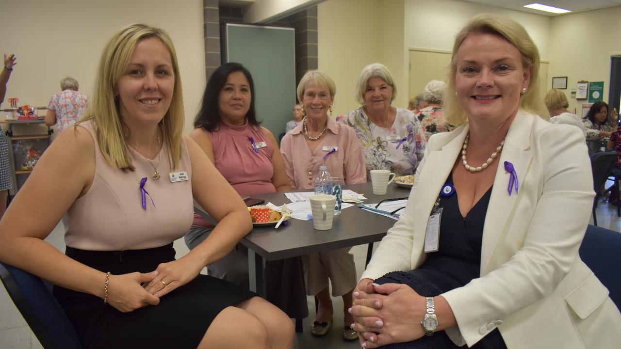 (L) Councillor Jade Wellings, Neighbourhood Centre Manager Gay Cayabyab, Cathy Dunn, Carol Hyne and St Stephens Hospital Manager Katrina Ryan at International Women's Day at the Maryborough Neighbourhood Centre.