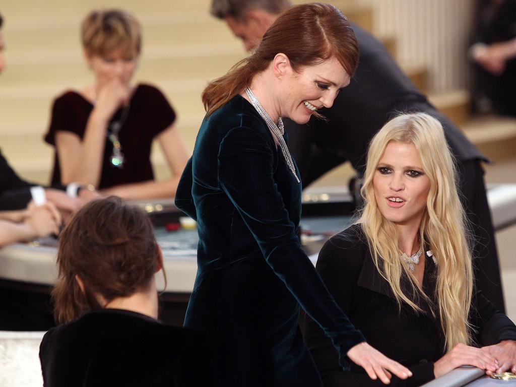 Julianne Moore and Dutch model Lara Stone attend Chanel’s fall-winter 2015/2016 Haute Couture fashion collection. Picture: AP