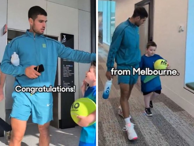 The Spanish superstar meeting John and giving him a tour behind the scenes. Photos: Australian Open