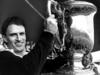 Wallabies RU captain Andrew Slack holding Bledisloe Cup after Australia defeated the All Blacks following the New Zealand v Australia test match at Eden Park, Auckland, 1986. Pic: Ross Setford Fotopacific.