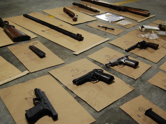 Weapons seized during Operation Spartan raid on home in Fairfield. Picture: NSW Police Media