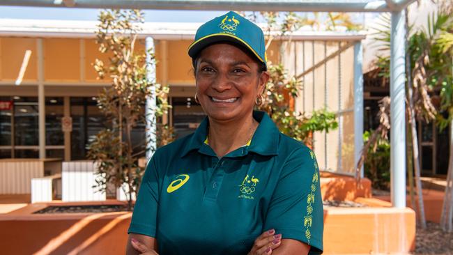 Nova Peris as Olympians and scholarship coaches run training sessions for Katherine youth at RAAF Base Tindal. Picture: Pema Tamang Pakhrin