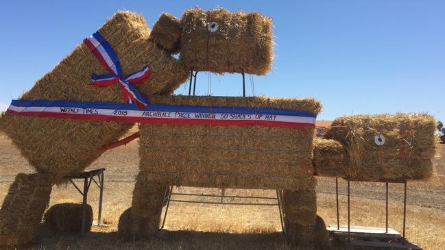 Bruce Cook's hay bale sculpture, at Lake Charm, near Kerang.