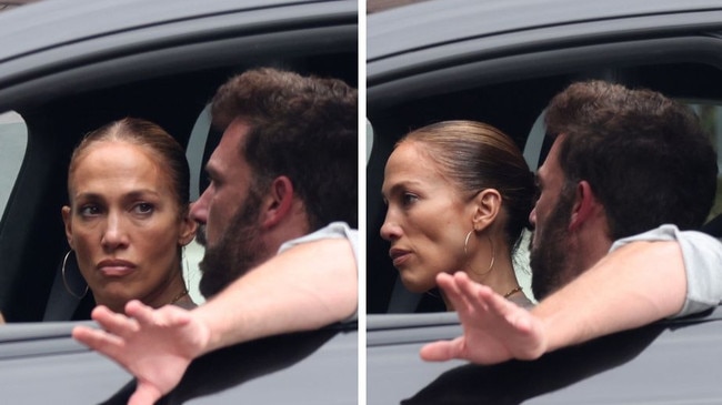 Jennifer Lopez and Ben Affleck were spotted in what appeared to be another tense exchange. Picture: Backgrid