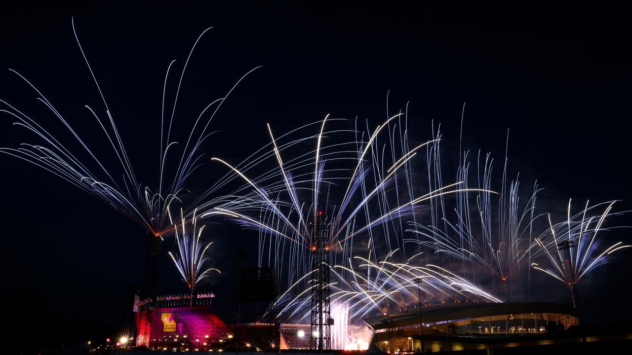 A general view of fireworks during the Birmingham 2022 Commonwealth Games Closing Ceremony.