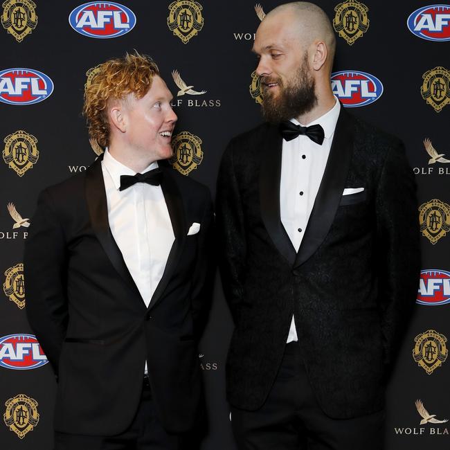 Max Gawn (right) says he is still ‘incredibly close’ to teammate Clayton Oliver after a difficult 18-month period. Picture: Dylan Burns / Getty Images