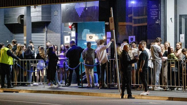 Patrons outside Love Machine nightclub on Thursday night. Picture: David Geraghty