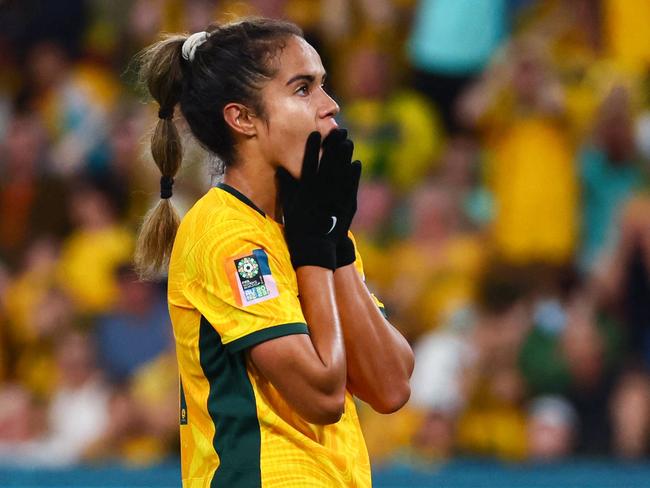 Mary Fowler had multiple chances to score in the first half. Picture: Patrick Hamilton / AFP