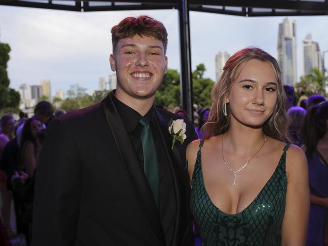 Blake Dobbie and Madeleine Febey at the Coomera Anglican College Formal at HOTA. Picture: Marcelo Lang.