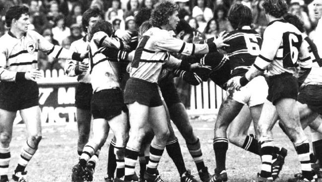 The 1973 Cronulla v Manly decider kicks off.