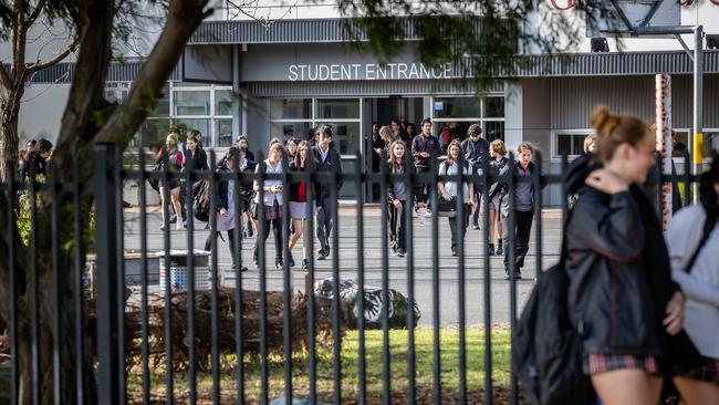 The boy, 15, faces 25 charges over a crime spree across Melbourne where it’s alleged machetes were used to rob unsuspecting victims of their phones, headphones and clothes. Picture: Jake Nowakowski