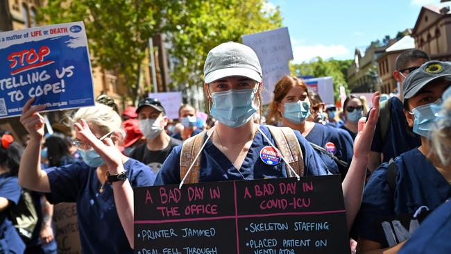 A strike by nurses and midwives across NSW is planned for Thursday, March 31. Picture: Steven SAPHORE / AFP