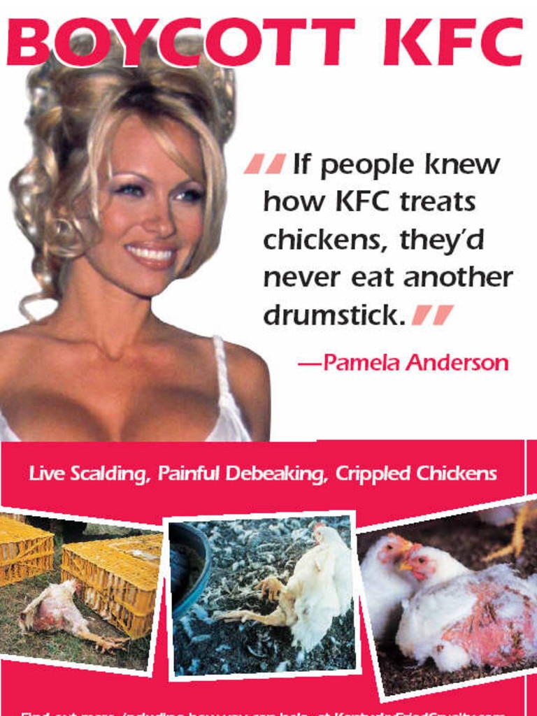 Actor Pamela Anderson in a KFC boycott advertisement.