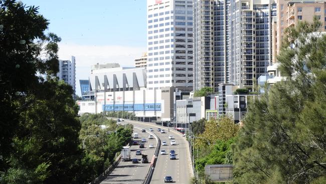 Cars along Syd Einfeld Drive, Bondi Junction.