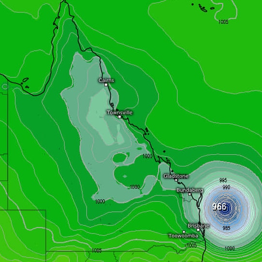 tracking further south down the Queensland coastline, but remaining out at sea. Picture: Your Weather Channel – JWC Facebook