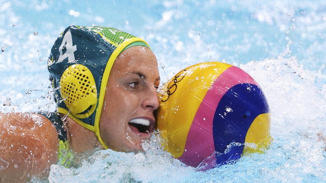 Bronte Halligan in action for Australia on attack during the Women's Preliminary Round Group A match between Spain and Australia on day seven of the Tokyo 2020 Olympic Games. Picture: Harry How/Getty Images