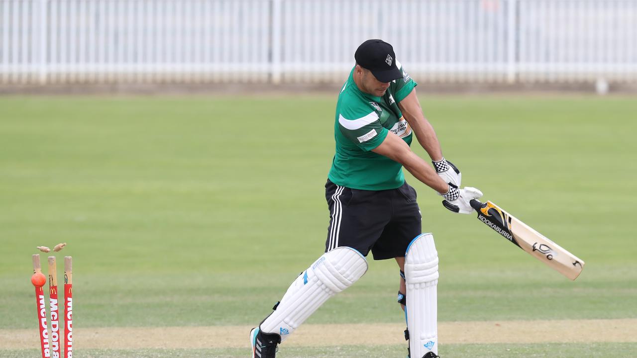 Jarryd Hayne played in a charity cricket match with former Balmain Tigers greats Paul Sironen and Garry Jack on Sunday as the deadline to sign a new deal with the Eels nears. Picture: David Swift.