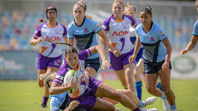 Action in the opening round of the Next Gen 7s series. Pics: Supplied/Queensland Reds