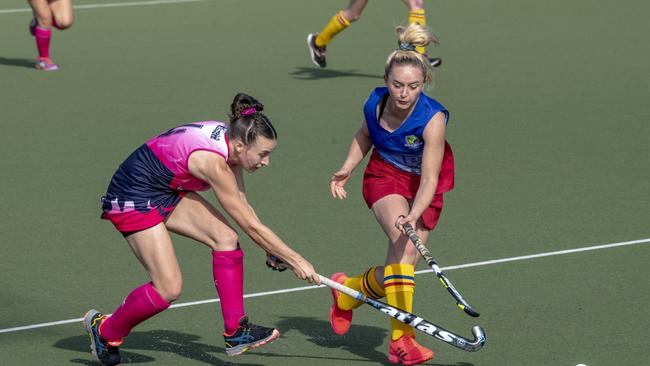 Holly Gilbar scored for Toowoomba 1 against Toowoomba 2. Picture: Nev Madsen.