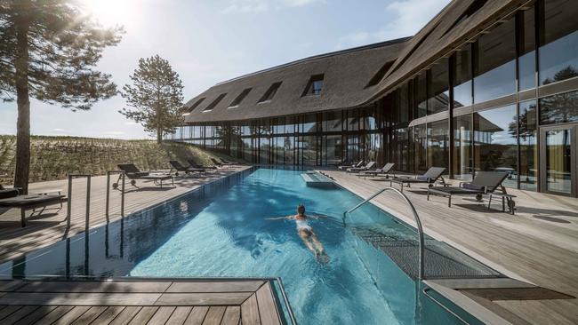 A pool at the state-of-the-art health resort Lanserhof on the island of Sylt in Germany.