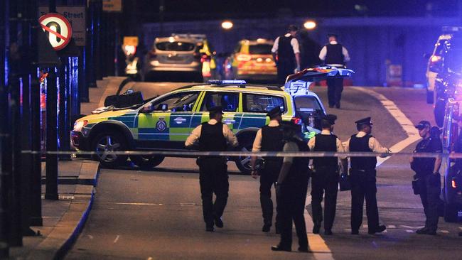 British police at the scene of a terror attack on London Bridge in 2017. Picture: AFP