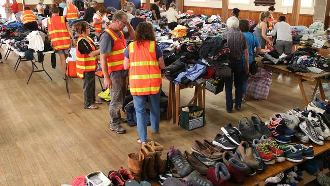 A team of volunteers at the Lucknow Memorial Hall outside of Bairnsdale. Picture: David Crosling