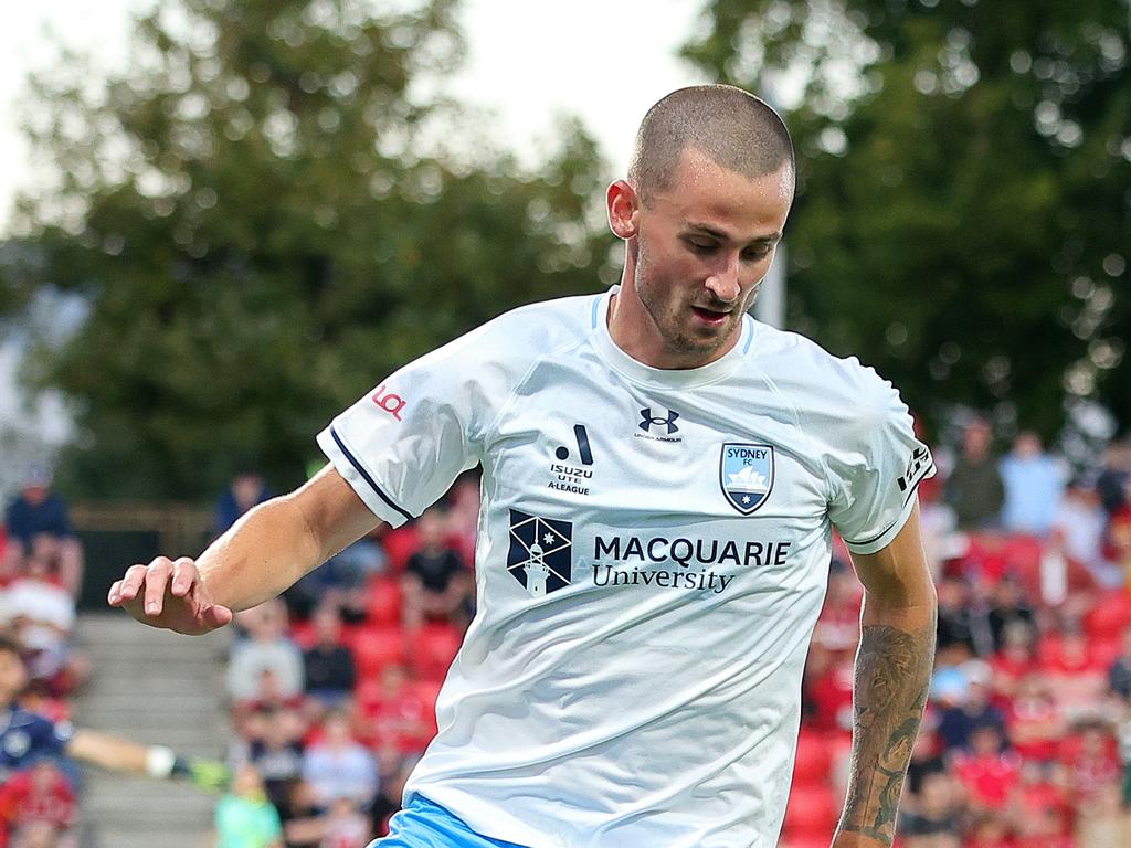 Jordan Courtney-Perkins has primarily been used as a left-back in Sydney’s back four. Photo: Sarah Reed/Getty Images.