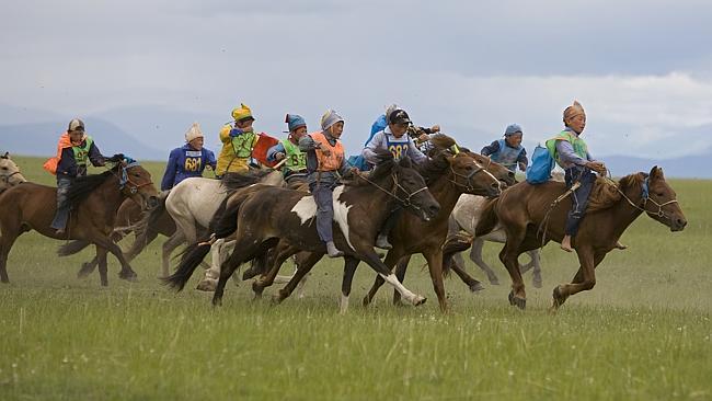 A traditional Mongolian horse riding race. Picture: Getty