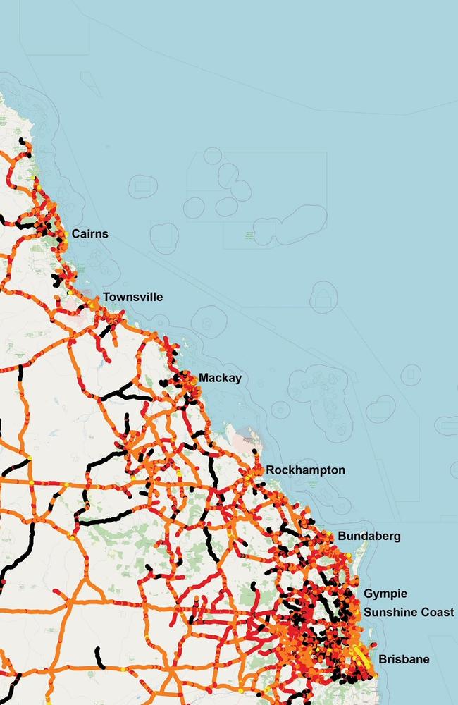 The data was obtained from the state government’s Department of Transport and revealed the safety conditions and road worthiness of the main routes across Queensland.