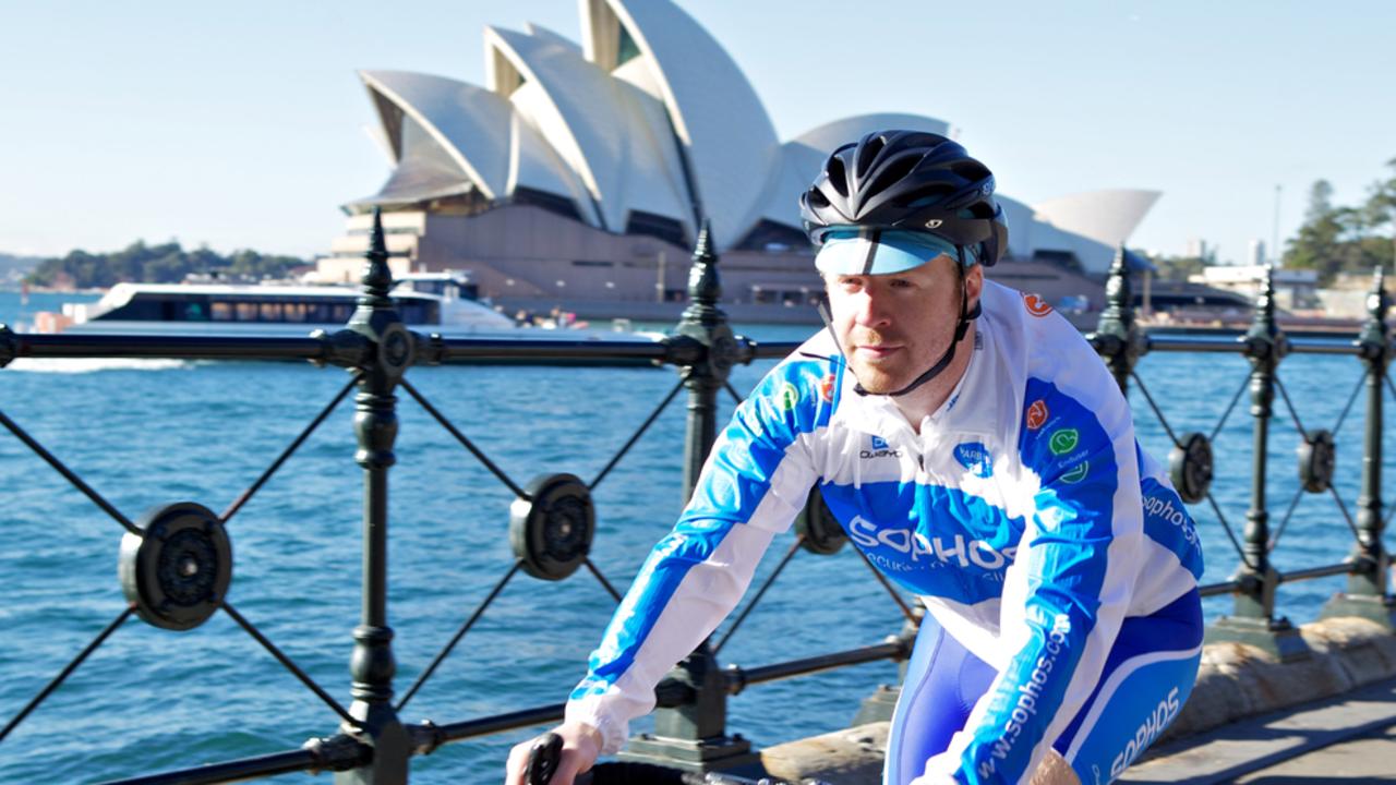 Sydney cyclist with a helmet. Model citizen.