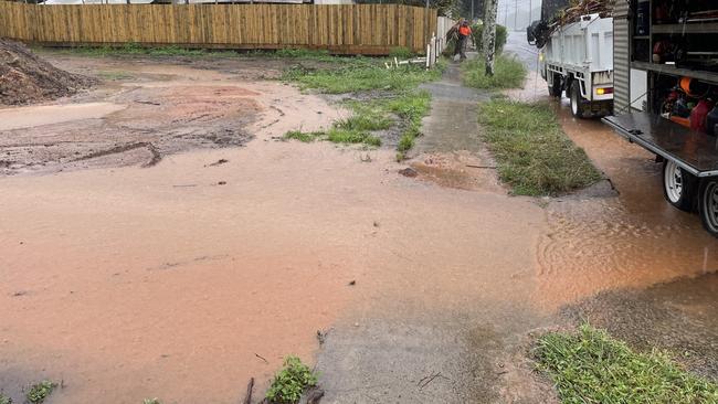 Erosion and sediment run-off issues visible during wet weather on a construction site at 181-183 Kamerunga Rd in Freshwater. The developer has since established sediment control measures on the site. Picture: Supplied