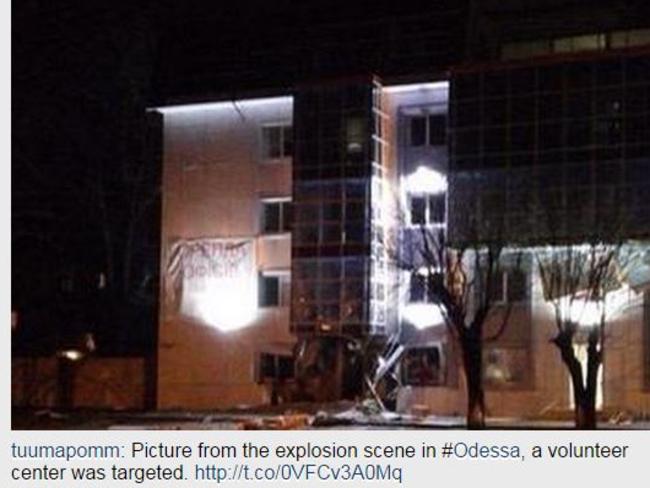 Photos of buildings targeted in the mysterious bombings in Ukraine are being posted on social media