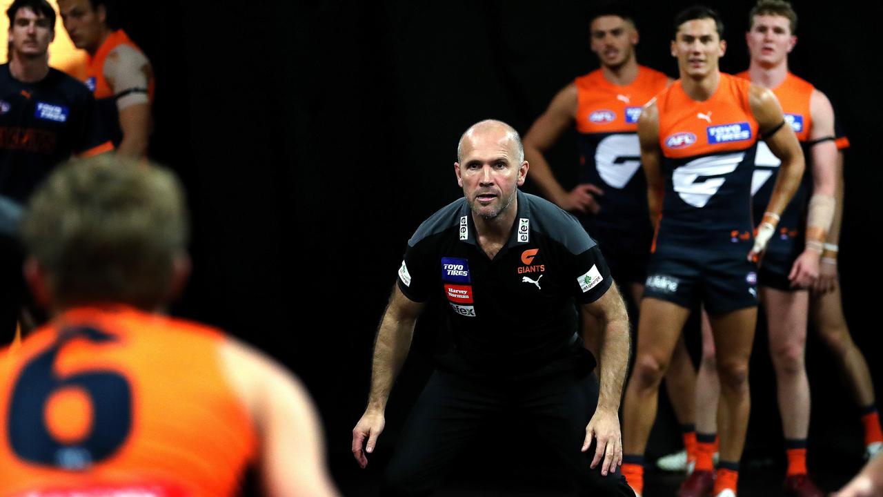 GWS caretaker coach Mark McVeigh has made some adjustments in his time at the helm. Picture: Phil Hillyard