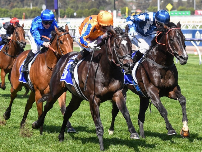 Imperatriz ridden by Opie Bosson wins the Darley Champions Sprint at Flemington Racecourse on November 11, 2023 in Flemington, Australia. (Photo by Pat Scala/Racing Photos via Getty Images)