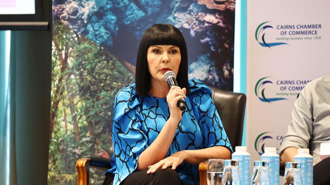 LNP candidate for Cairns Yolonde Entsch participates in a Q&amp;A session at the 2024 Meet the Candidates: State Election Forum Lunch, hosted by the Cairns Chamber of Commerce and Tourism Tropical North Queensland at the Pullman Reef Hotel Casino. Picture: Brendan Radke