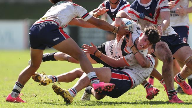 The Roosters taking on the Tigers. Picture: Sue Graham