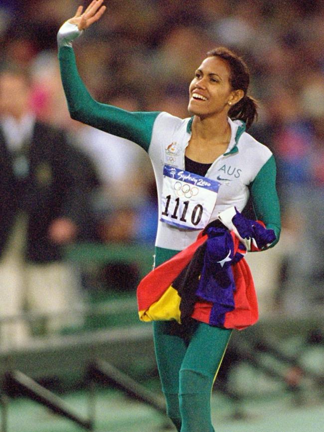 Cathy Freeman stopped the nation during her Sydney 2000 Olympic gold medal run. Picture: Nick Wilson /Allsport