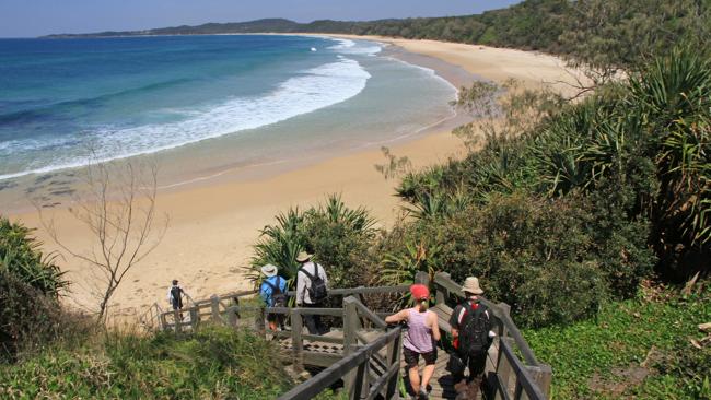 Walkers tackle a section of the 65km Yuraygir 65 km coastal walk.  