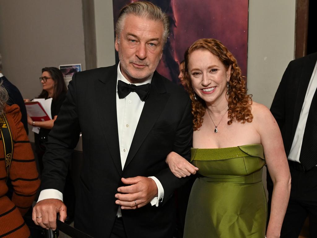 Alec Baldwin chatted to human rights activist Suzanne Nossel inside the American Museum of Natural History. Picture: Bryan Bedder/Getty Images for PEN America