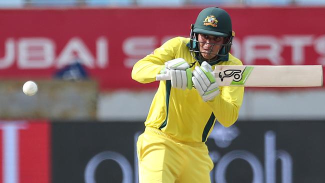 Australian cricketer Usman Khawaja plays a shot during the fifth one day international cricket match between Pakistan in Dubai last month. Picture: MAHMOUD KHALED / AFP